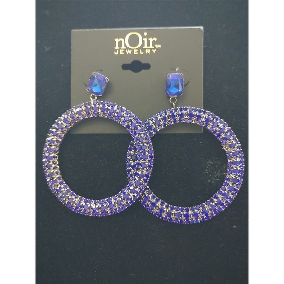 noir kei ninomiya Jewelry - NWT nOir Sapphire Blue Round Hoop Drop Dangle Rhinestone Earrings 113276